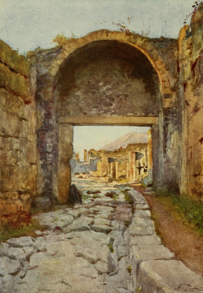 Pompeii 1910 The Stabian Gate Canvas Art - Alberto Pisa (24 x 36)