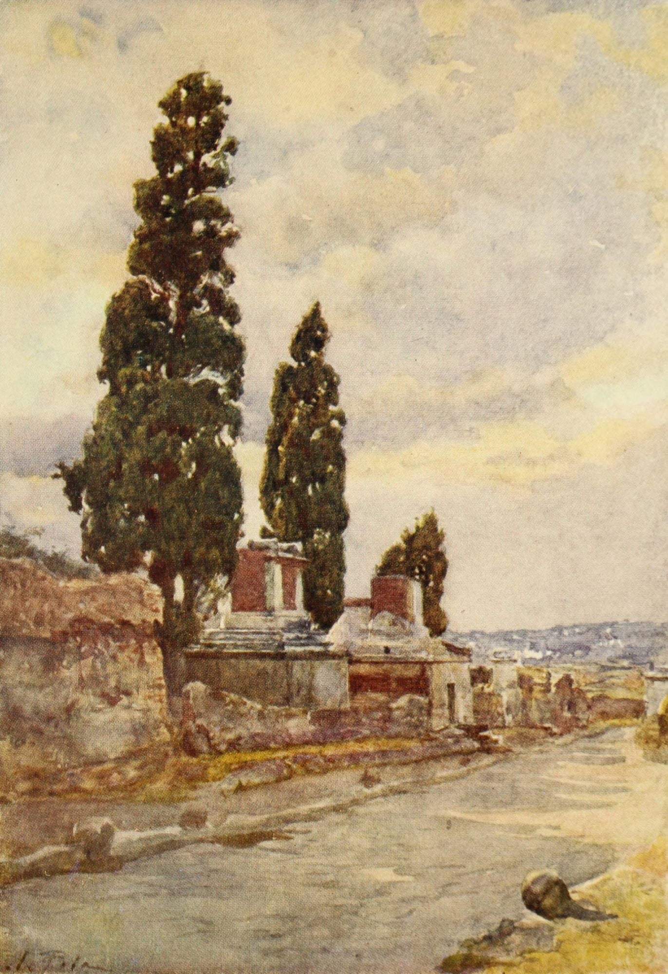 Pompeii 1910 The Street of Tombs Canvas Art - Alberto Pisa (18 x 24)