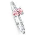 thumbnail image 1 of Pompeii 1Ct Accent Side Diamond & Oval Pink Topaz Ring Gold Lab Grown (F/G,VS1-VS2), 1 of 5
