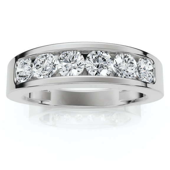 Pompeii 1Ct Diamond Channel Set Polished Wedding Band Mens Ring 14k White Gold Lab Grown