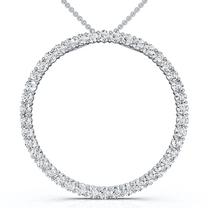 Pompeii 1Ct Diamond Circle Of Life Eternity Pendant 14K White Gold Necklace 1" Tall