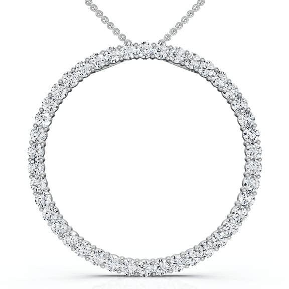 Pompeii 1Ct Diamond Circle Of Life Eternity Pendant 14K White Gold Necklace 1" Tall