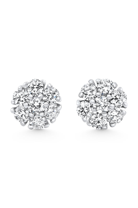 Pompeii 1Ct Diamond Cluster Pave Studs Screwback Earrings 14k Gold Lab Grown (F/G,VS1-VS2)