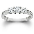 thumbnail image 1 of Pompeii 1Ct Diamond EX3 Lab Grown Three Stone Engagement Ring 10k White Gold (GH,VS2-SI1), 1 of 3