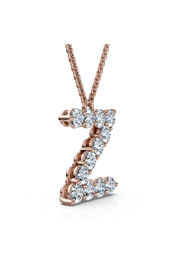 Pompeii 1Ct Diamond Initial "Z" Pendant 14k Gold 18" Necklace Lab Grown 5/8" Tall