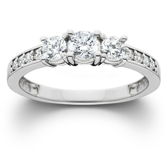 Pompeii 1Ct Diamond Lab Grown 3-Stone Engagement Ring White Yellow Rose Gold or Platinum