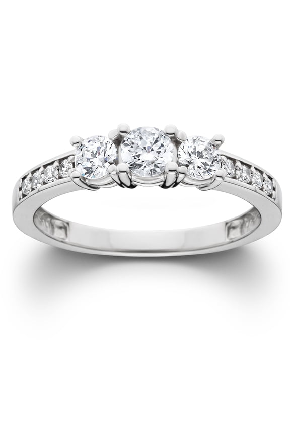 Pompeii 1Ct Diamond Lab Grown 3-Stone Engagement Ring White Yellow Rose Gold or Platinum