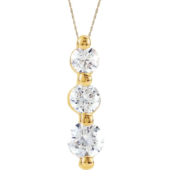 Pompeii 1Ct Diamond Necklace Three Stone Pendant in 10k Yellow Gold (G-H,I1)
