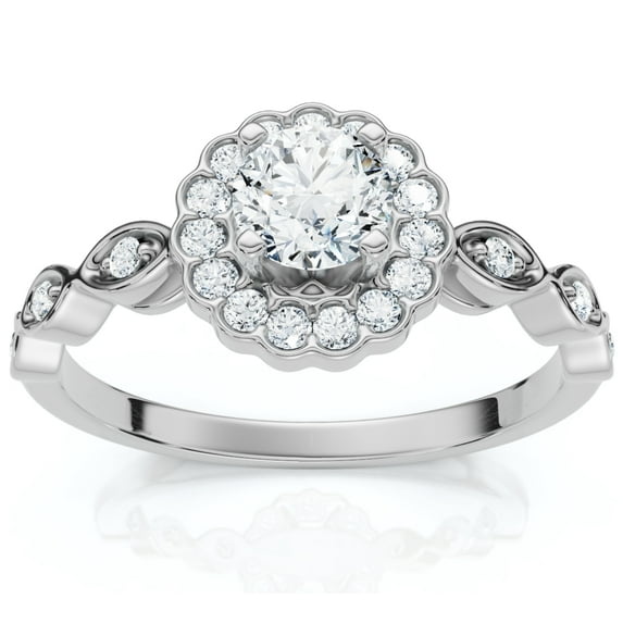 Pompeii 1Ct Diamond Vintage Halo Engagement Ring 14k White Gold Lab Grown (FG,VS)