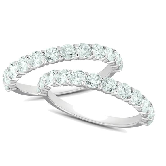 Pompeii 1Ct Diamond Weedding Ring Set 14k White Gold Stackable Engagement Bands
