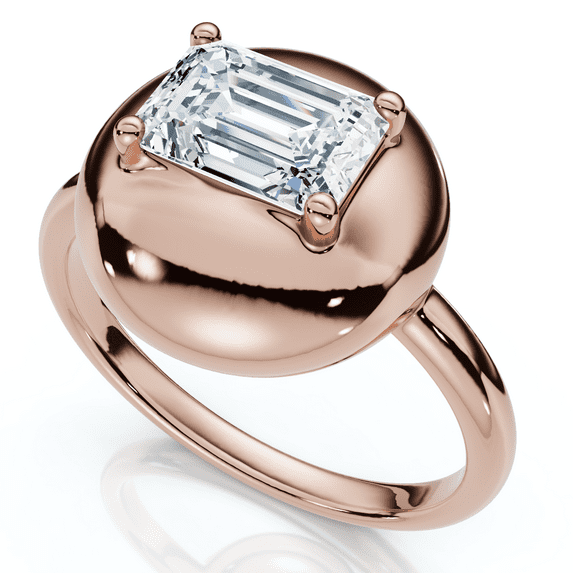 Pompeii 1Ct Emerald Cut Solitaire Candy Button Diamond RingLab Grown (E/F,VS1-VS2)
