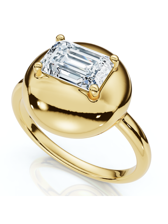 Pompeii 1Ct Emerald Cut Solitaire Candy Button Diamond RingLab Grown (E/F,VS1-VS2)
