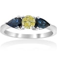 thumbnail image 1 of Pompeii 1Ct Fancy Yellow Diamond Pear Shape Blue Sapphire Engagement Ring 14k Lab Grown, 1 of 3