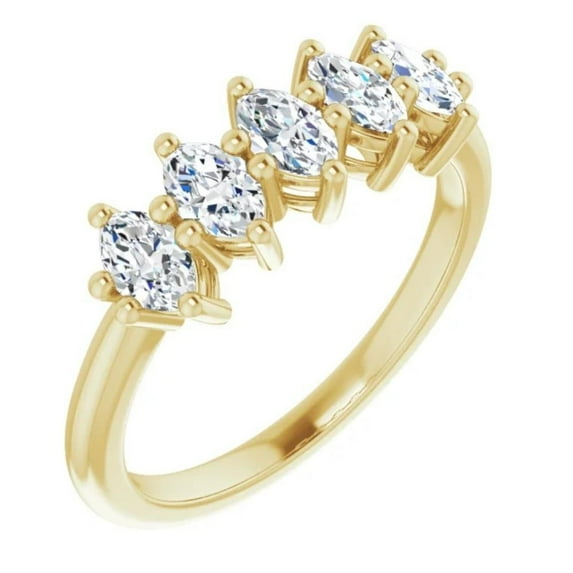 Pompeii 1Ct Five Stone Marquise Diamond Wedding Ring in 14k White or Yellow Gold