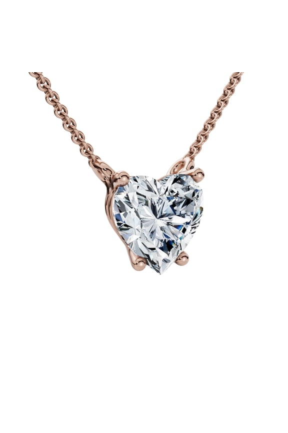 Pompeii 1Ct Heart Shape Diamond Solitaire Diamond Pendant 14k Gold Necklace Lab Grown