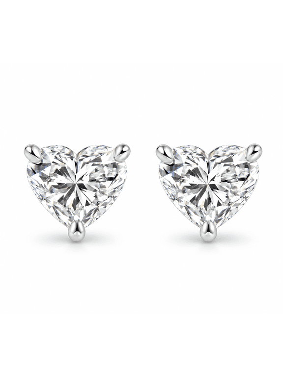 Pompeii 1Ct Heart Shape Diamond Studs Lab Grown 14k White Gold (GH,VS)