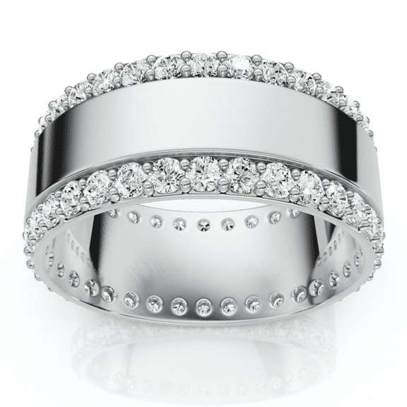 1Ct Lab Grown Diamond Ring Mens Textured Wedding 8mm Band White or Yellow Gold