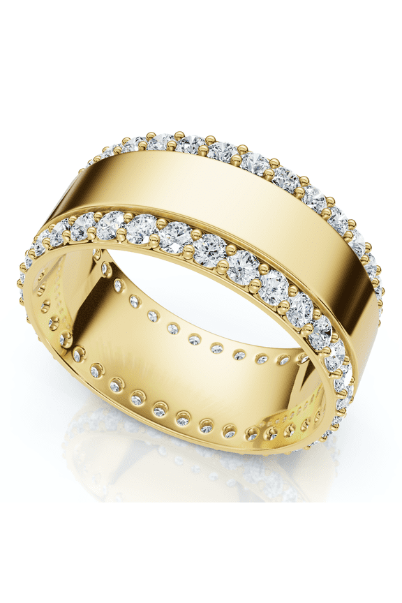 1Ct Lab Grown Diamond Ring Mens Textured Wedding 8mm Band White or Yellow Gold