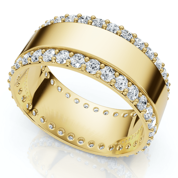 1Ct Lab Grown Diamond Ring Mens Textured Wedding 8mm Band White or Yellow Gold