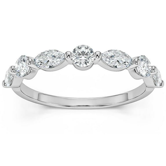 Pompeii 1Ct Marquise & Round Diamond Wedding Ring in White, Yellow, or Rose Gold