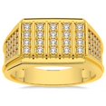 thumbnail image 1 of Pompeii 1Ct Men's Diamond Rectangle Multi-Row Ring in 10k Yellow Gold (G/H,I1), 1 of 5