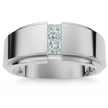 Pompeii 1Ct Men's Princess Cut Diamond Tension Set Wedding Ring 14k Gold Lab Grown