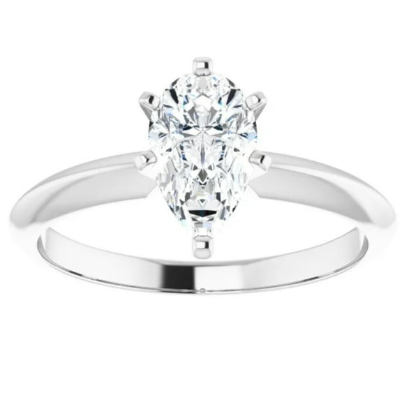 Pompeii 1Ct Pear Moissanite Solitaire Engagement Ring 14k White Yellow or Rose Gold