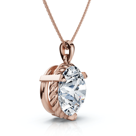 Pompeii 1Ct Solitaire Braided Diamond Pendant 14k Gold 18" Necklace Lab Grown EF/VS