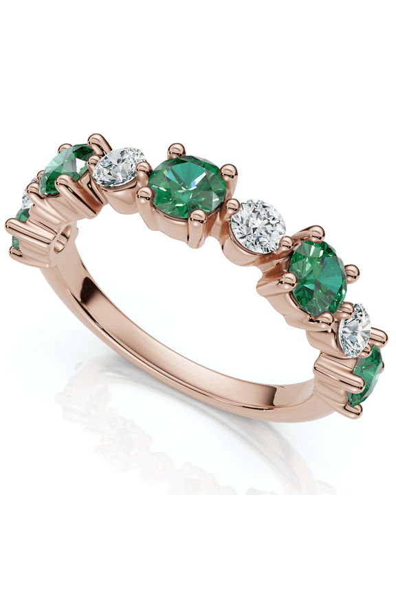 Pompeii 1Ct Sylvia Emerald & Diamond Anniversary Ring Gold Lab Grown (E/F,VS1-VS2)
