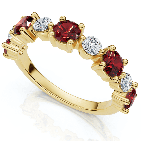 Pompeii 1Ct Sylvia Ruby & Diamond Anniversary Ring Gold Lab Grown (E/F,VS1-VS2)