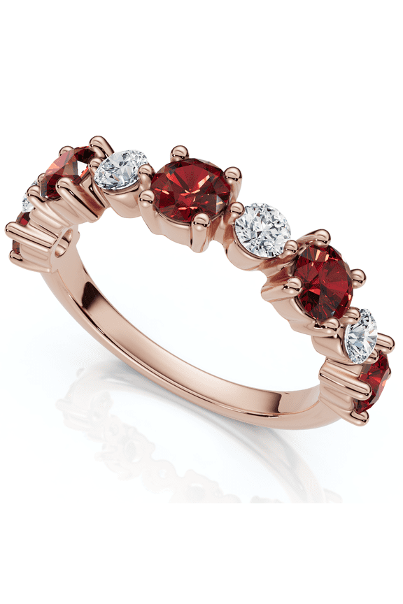 Pompeii 1Ct Sylvia Ruby & Diamond Anniversary Ring Gold Lab Grown (E/F,VS1-VS2)