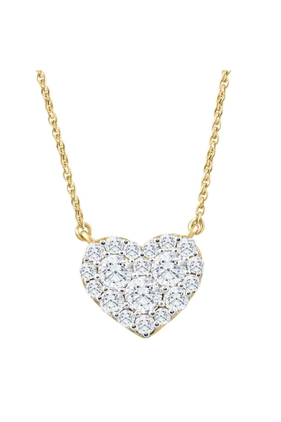 Pompeii 1Ct T.W. Heart Diamond Pendant 10k Yellow Gold Lab Grown 18" Necklace (G,VS1)