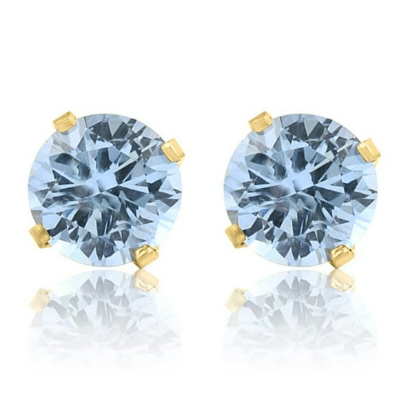 Pompeii 1Ct TW Aquamarine 5mm Studs in 10k White or Yellow Gold (,)