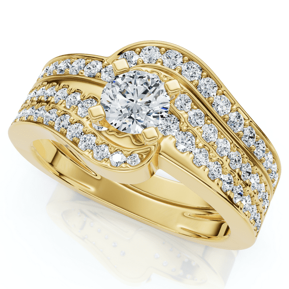 Pompeii 1Ct TW Diamond Engagement Wedding Ring Set Lab Grown (E/F,VS1-VS2)