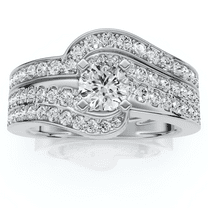 Pompeii 1Ct TW Diamond Engagement Wedding Ring Set Lab Grown (E/F,VS1-VS2)