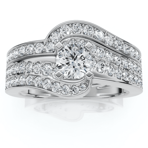 Pompeii 1Ct TW Diamond Engagement Wedding Ring Set Lab Grown (E/F,VS1-VS2)