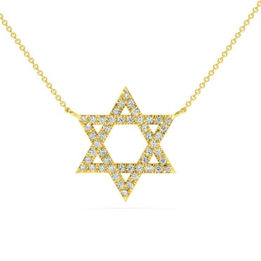 Pompeii 1Ct TW Diamond Jewish Star Pendant 14k Gold Lab Grown Necklace 1" Tall