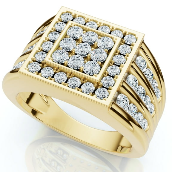 Pompeii 1Ct TW Diamond Men's Anniversary Wedding Ring High Polished Band 10k Yellow Gold