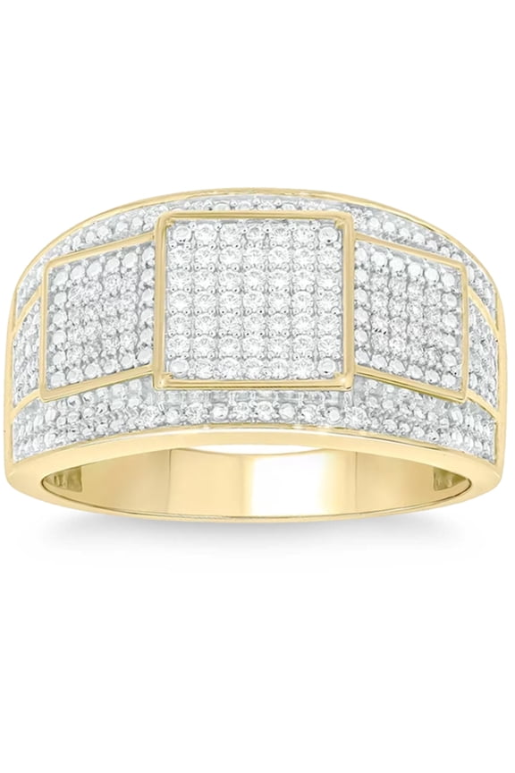 Pompeii 1Ct TW Diamond Men's Ring 10k Yellow Gold 12mm Wide (G/H,I2-I3)