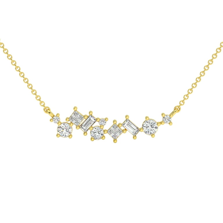 Pompeii 1Ct TW Diamond Mixed Fancy Shape Designer Necklace 14k Gold Lab Grown Pendant