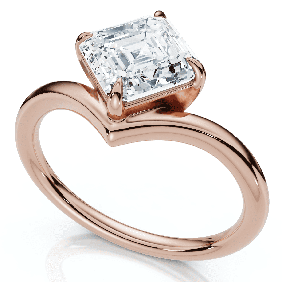 Pompeii 1Ct V Asscher Cut Diamond Engagement Ring 14k Gold or Platinum ...