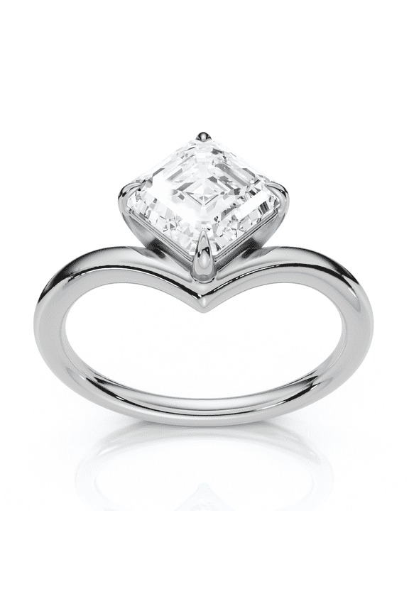 Pompeii 1Ct V Asscher Cut Diamond Engagement Ring 14k Gold or Platinum Lab Grown EF/VS