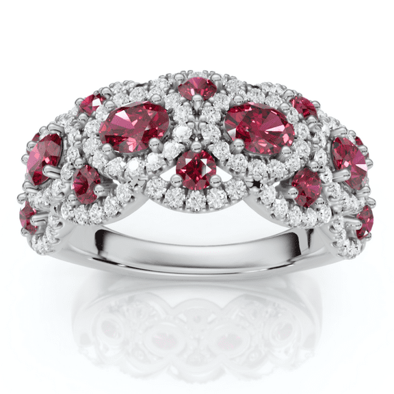 Pompeii 1Ct Wavy Ruby & Diamond Ring 14k Gold Lab Grown (E/F,VS1-VS2)