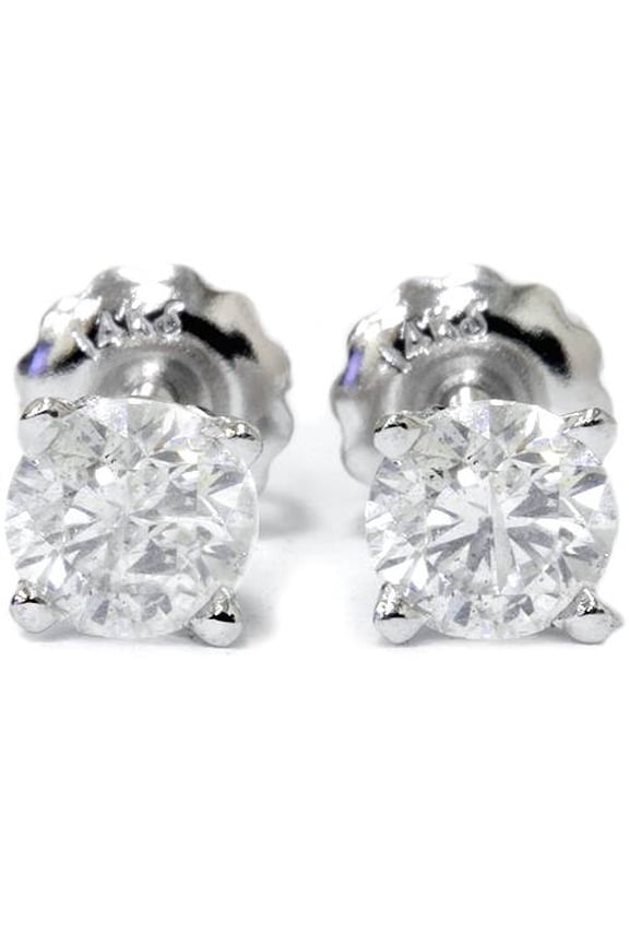 Pompeii 1ct 14K White Round Cut Studs Earrings Screw Back G/H-SI2/3 (G-H,SI)