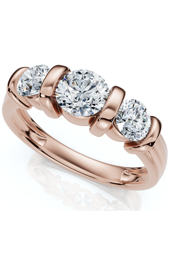 Pompeii 1ct 3-Stone Bar Set Engagement Ring 10K Lab Grown (F/G,VS1-VS2)