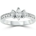 thumbnail image 1 of Pompeii 1ct 3-Stone Marquise Diamond Engagement Ring 14K White Gold (G-H,SI(1)-SI(2)), 1 of 4