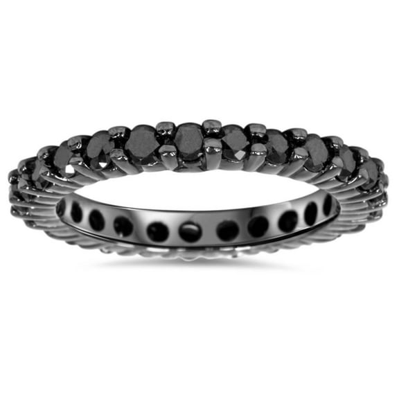 Pompeii 1ct Black Diamond Eternity Wedding Ring 14K Black Gold (Black,AAA)