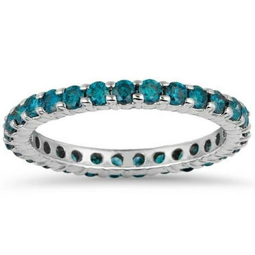 Pompeii 1ct Blue Diamond Eternity Ring 14K White Gold (Blue,I1-I2)