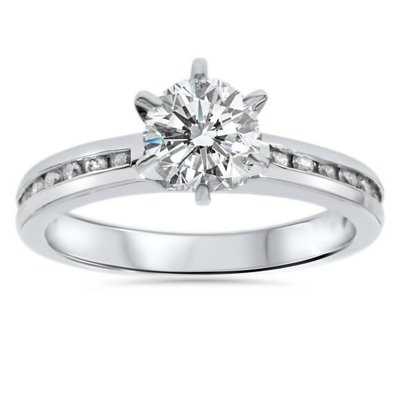Pompeii 1ct Channel Set 3/4 Eternity Ring Round Brilliant Cut Engagement 14K White Gold