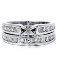 thumbnail image 1 of Pompeii 1ct Diamond Engagement Matching Wedding Ring Setting 14K White Gold (G/H,I2), 1 of 3